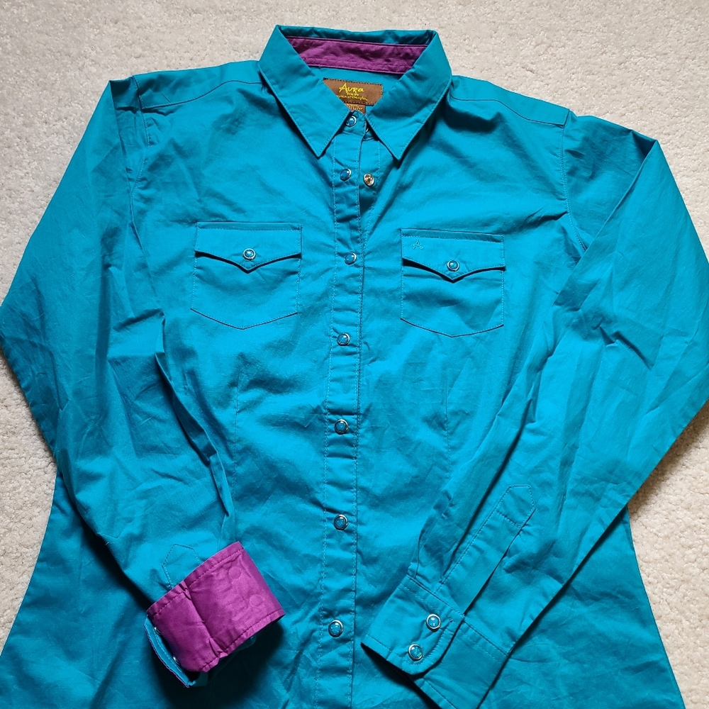 Teal Pearl Snap Button Down - image 1